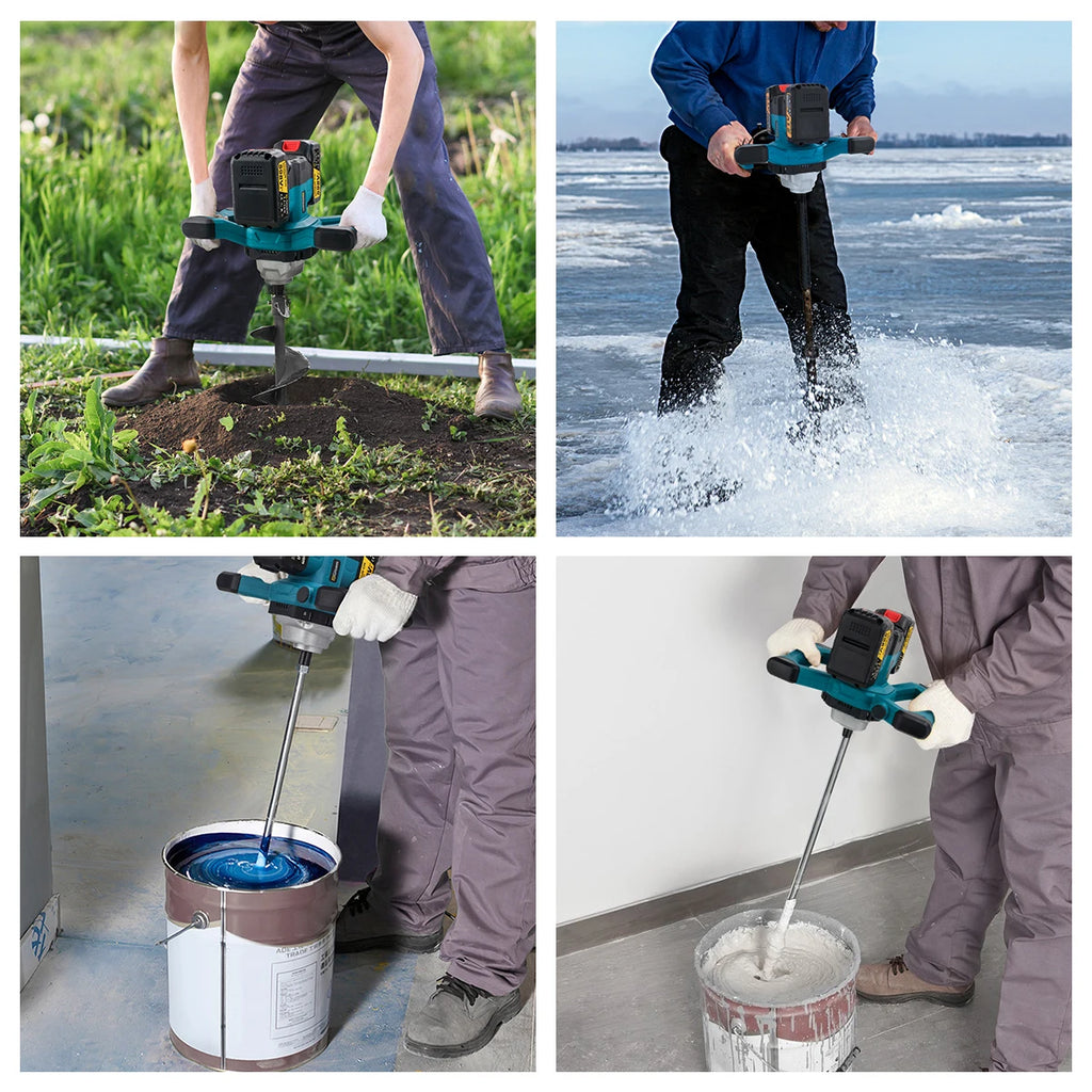 Gisam 6Gears Cordless Electric Concrete Mixer Brushless Cement Mortar Plaster Mixer Blender Paint Mix For makita 18v battery pin