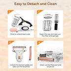 JIGOO J300 Dual-Cup Smart Mite Cleaner 500W With 13KPa Suction Dust Mite Sensor Dual-Cup Design Metal Brushroll 55℃ Hot Air