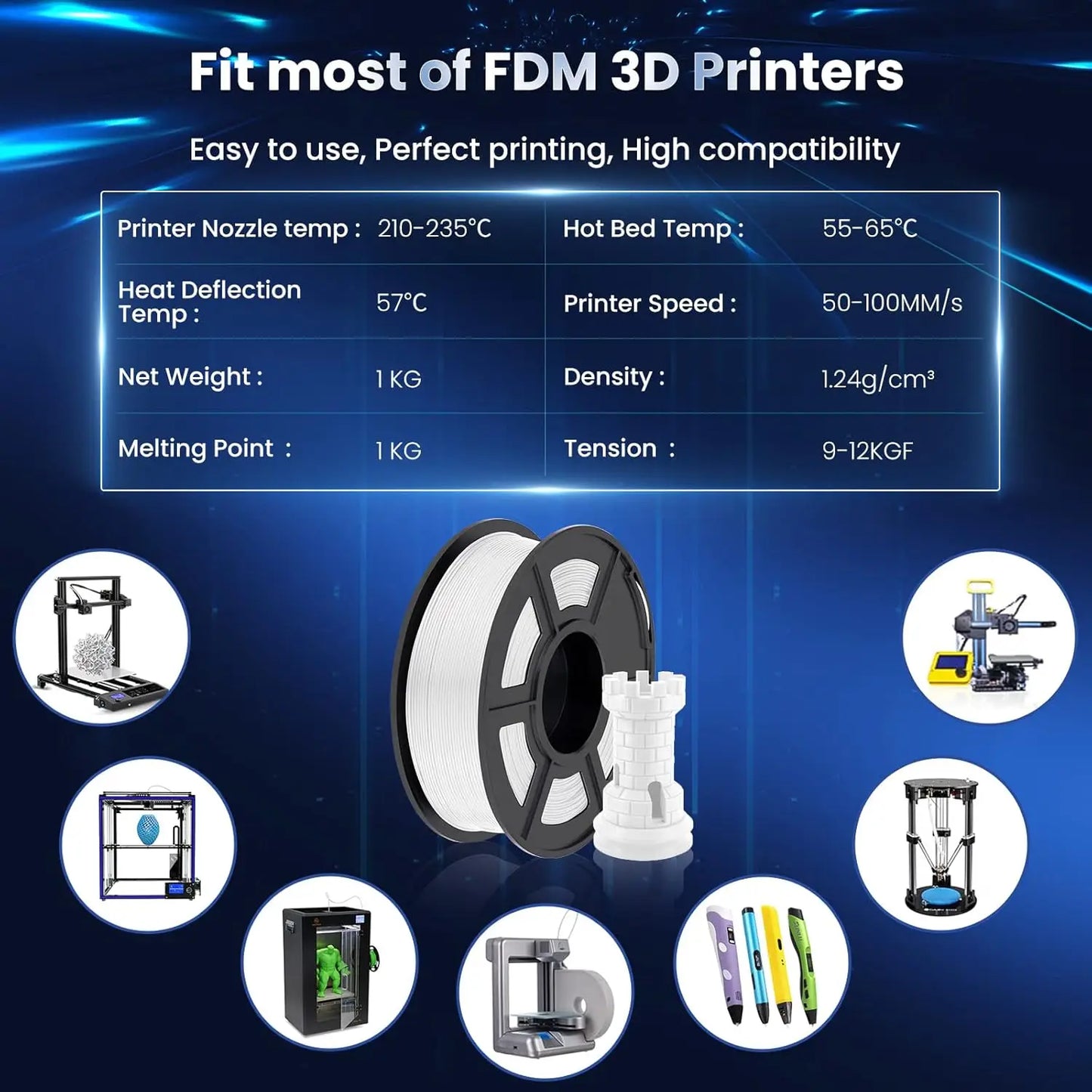 SUNLU PLA 3D Printer Filament 1.75mm - 10 Rolls x 1KG | Neatly Wound