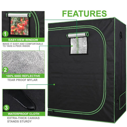 48"x24"x60" Grow Tent Hydroponic Window Floor Tray for Indoor Plant Growing 2x4