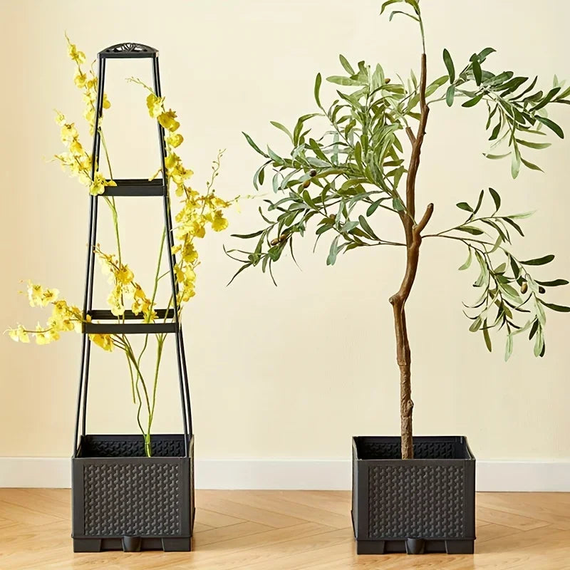 Tomato tower with self watering planting box and trellis - for climbing plants, indoor and outdoor garden support 1 set