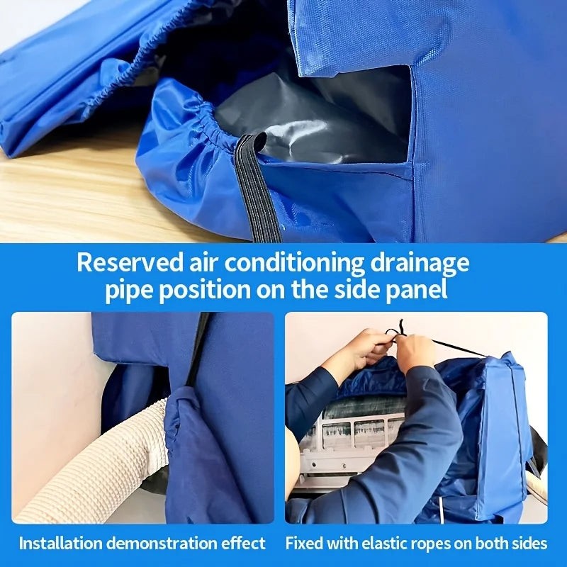 Summer Large Air Conditioning Cleaning Cover Kit 36000BTU Hanging AC Reusable Thickened Dust Water Bag Support Plate Cleaner