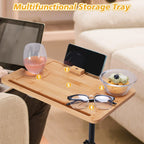 C-shaped Small Square Table, 360° Rotatable Sofa Tray Adjustable Height, Suitable for Bedroom, Living Room, Bathroom