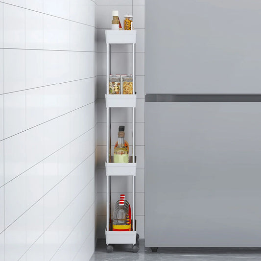 Rolling Utility Cart Multi-purpose Movable Storage Organizer Space-Saving Narrow Storage Rack for Bathroom Kitchen Living Room