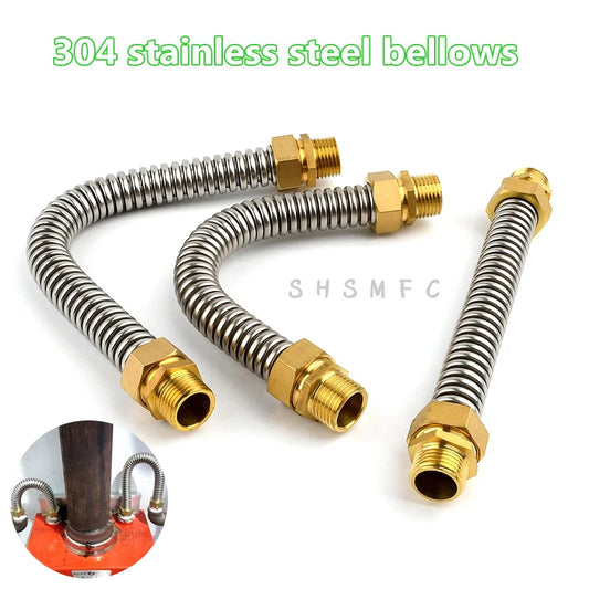 1~5 PCS 1/2" 3/4" 1" Copper Male Thread 304 Stainless Steel Bellows Hot Cold Water Pipe Joint Metal Hose Fittings High Pressure
