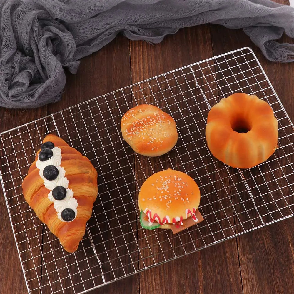 Kitchen Accessories Grid Mesh Baking Cooling Rack Nonstick Rectangular Barbecue Holder Shelf Wear-resistant Oil Drain Rack Oven