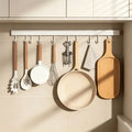 No Punch Wall Mounted Kitchen Storage Rack Shelf Movable Hook Spoon Holder Organizer Kitchen Utensil Daily Accessories Tool