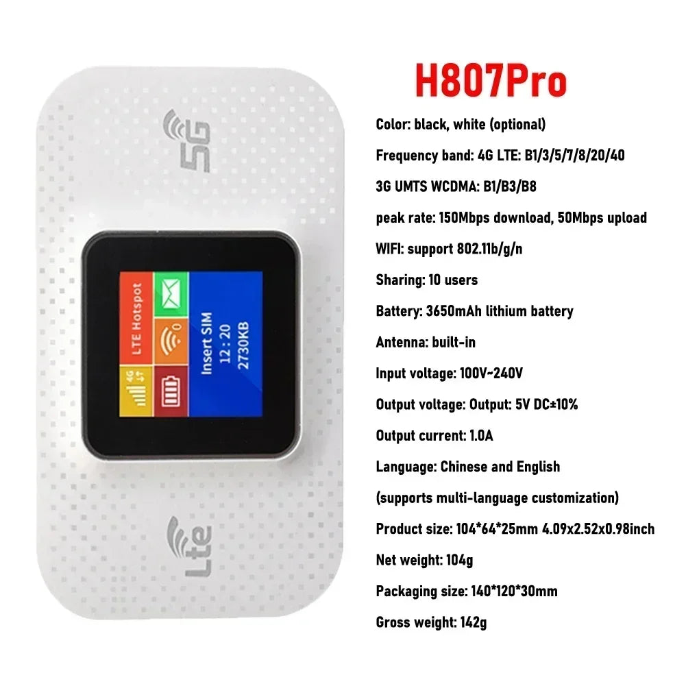 4G 5G WiFi 6 Mobile Hotspot Router Support 10 Users with SIM Card Slot Wireless Router Portable WiFi Hotspot for Home Travel