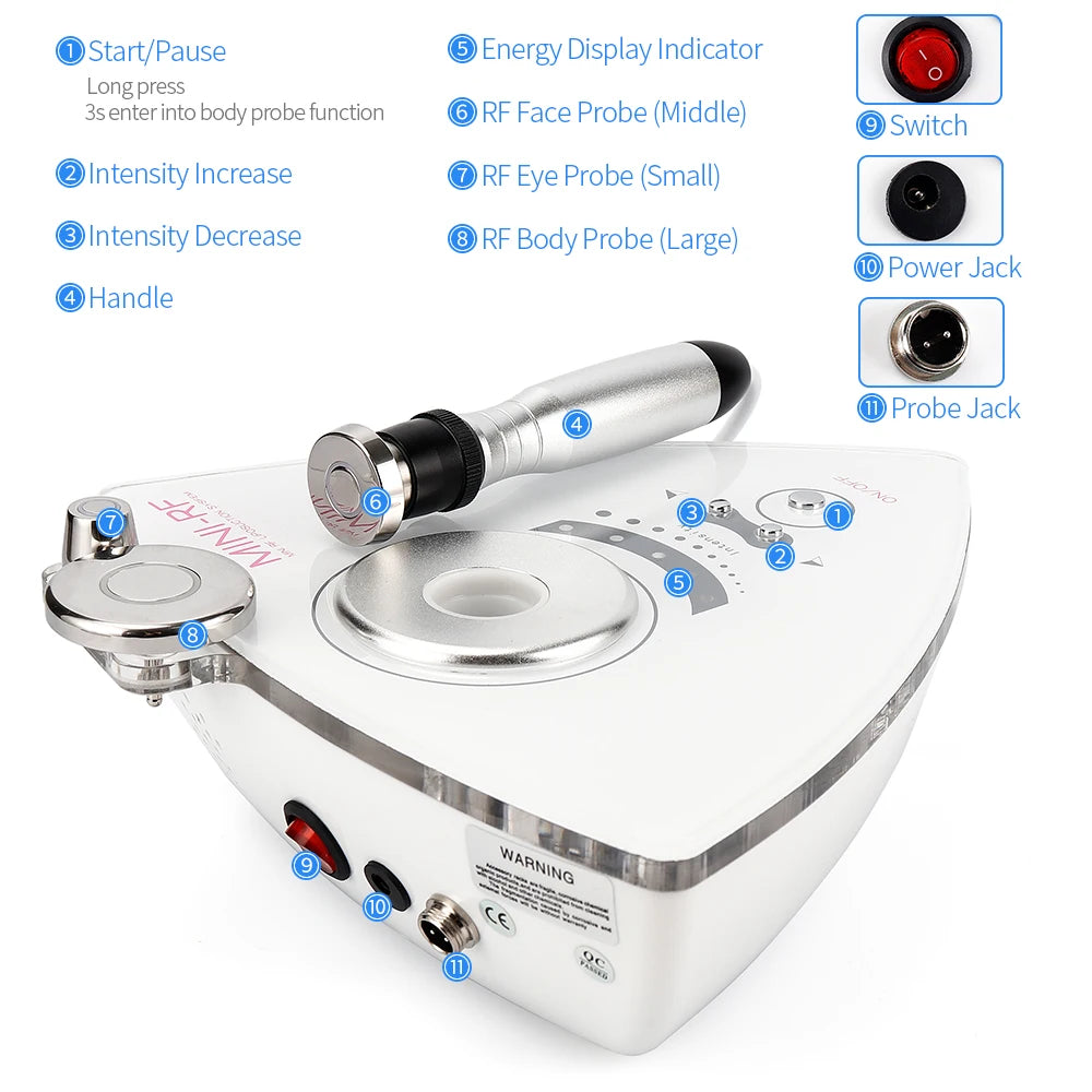 2MHz Tripolar Radio Frequency Face Body Skin Lifting Tightening Machine Eye Neck Anti-Wrinkle V-Face V-Line RF Beauty Device