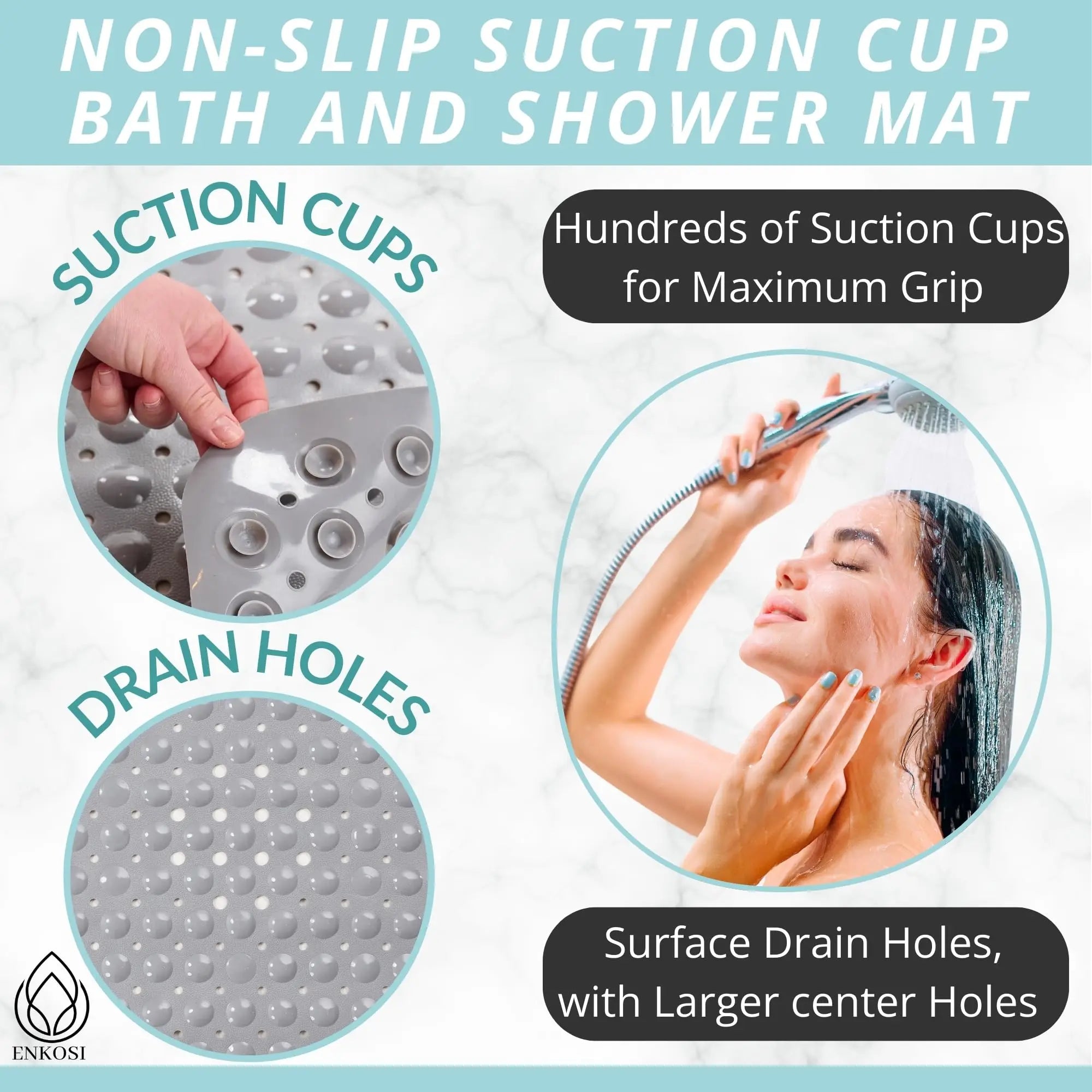 Bath Tub and Shower Mats Non Slip Bath Mat, Non Slip 40 x 16 Inch Extra Large Bathtub Mat, Machine Washable Bathmat with Drain