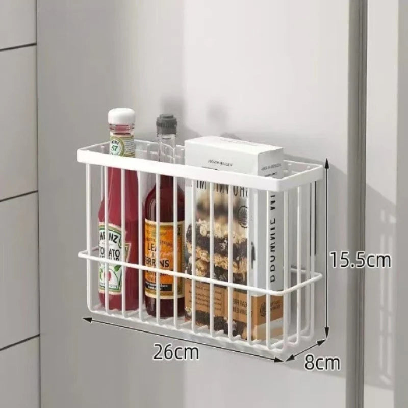 Kitchen Magnetic Suction Rack Carbon Steel Material Free Punching Refrigerator Side Storage Multi-Function Kitchen Storage Rack