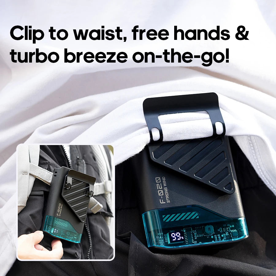 Kinscoter Newest Outdoor 4000mAh Mini Fan Portable Wearable Waist Clip