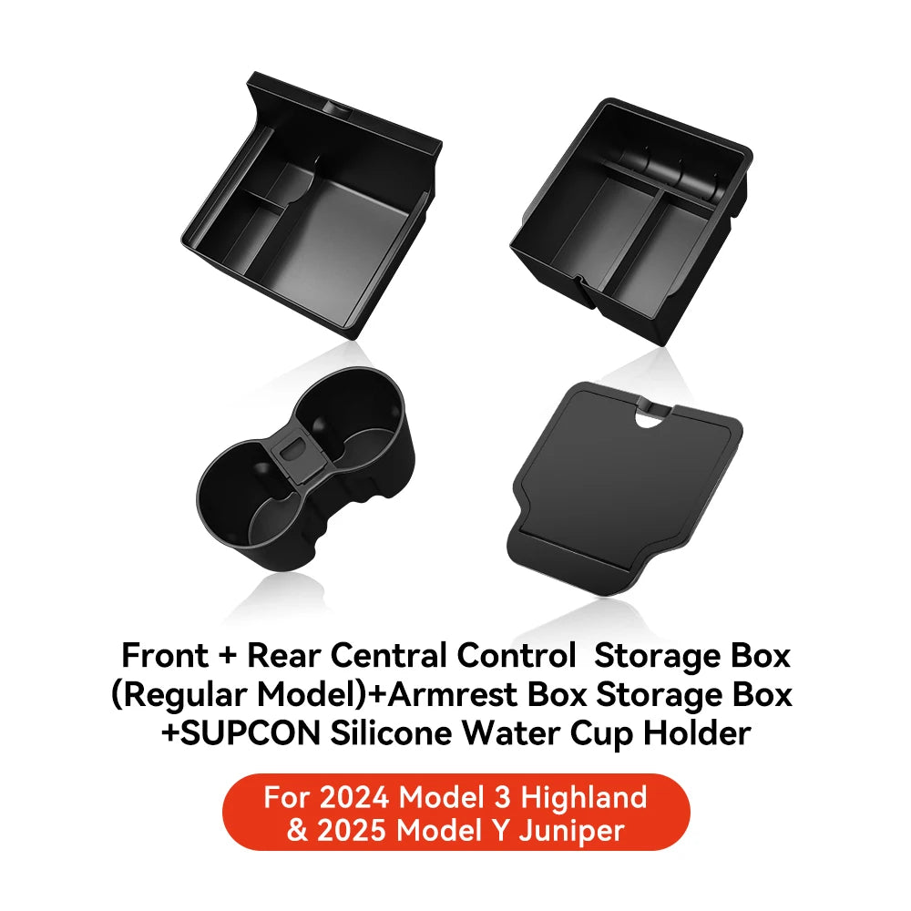 YZ For Tesla Highland Model 3 Y Juniper Center Armrest Hidden Box Holder Console Organizer Car Storage Box  Accessories