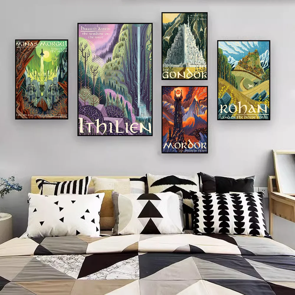 Ring Art Travel Abstract Vintage Film Mordor Castle Classic Vintage Posters Vintage Room Bar Cafe Decor Stickers Wall Painting