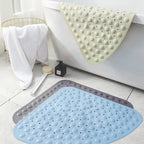 Washable Corner Shower Carpet Floor Mat Toilet PVC Shower Mat  Fan-shaped Suction Cup Anti-slip Pad Cushion