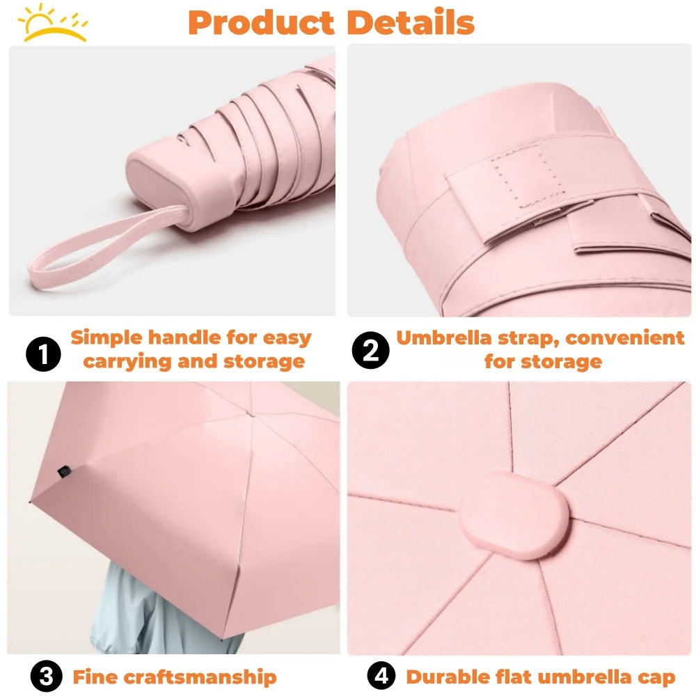 Mini UV Folding Umbrella - Lightweight Portable Parasol