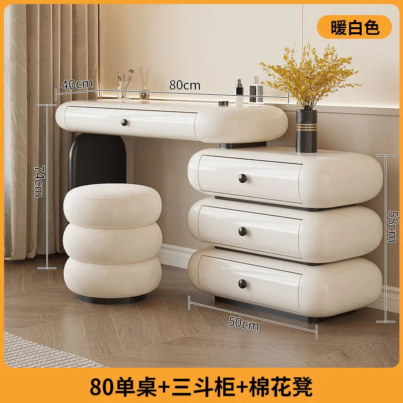 Luxury Modern Makeup Vanity Dressers For Bedroom Headdresses Hairstyles Comfortable Vanity Desk With Light Mirror With Seat