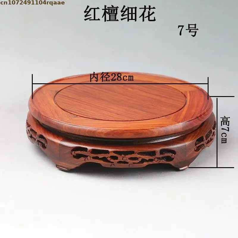 High Quality Miniature Wooden Round Base Figurines Vase Flower Pot Sorting Table Display Stand Tea Sets Pedestal Plant Shelves