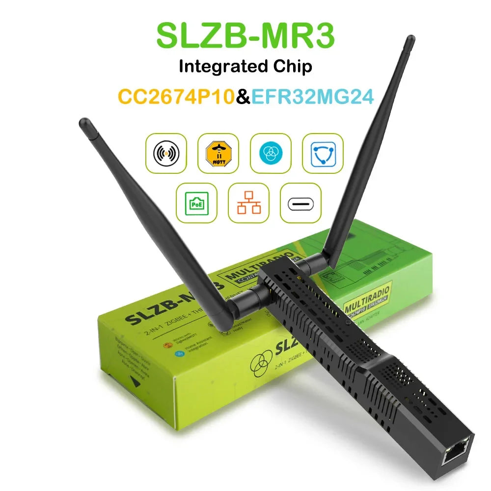 SLZB-MR1 Multiradio Zigbee3.0 Thread Coordinator with PoE Ethernet/USB/WiFi Bridge Compatible Zigbee2MQTT Home Assistant ZHA