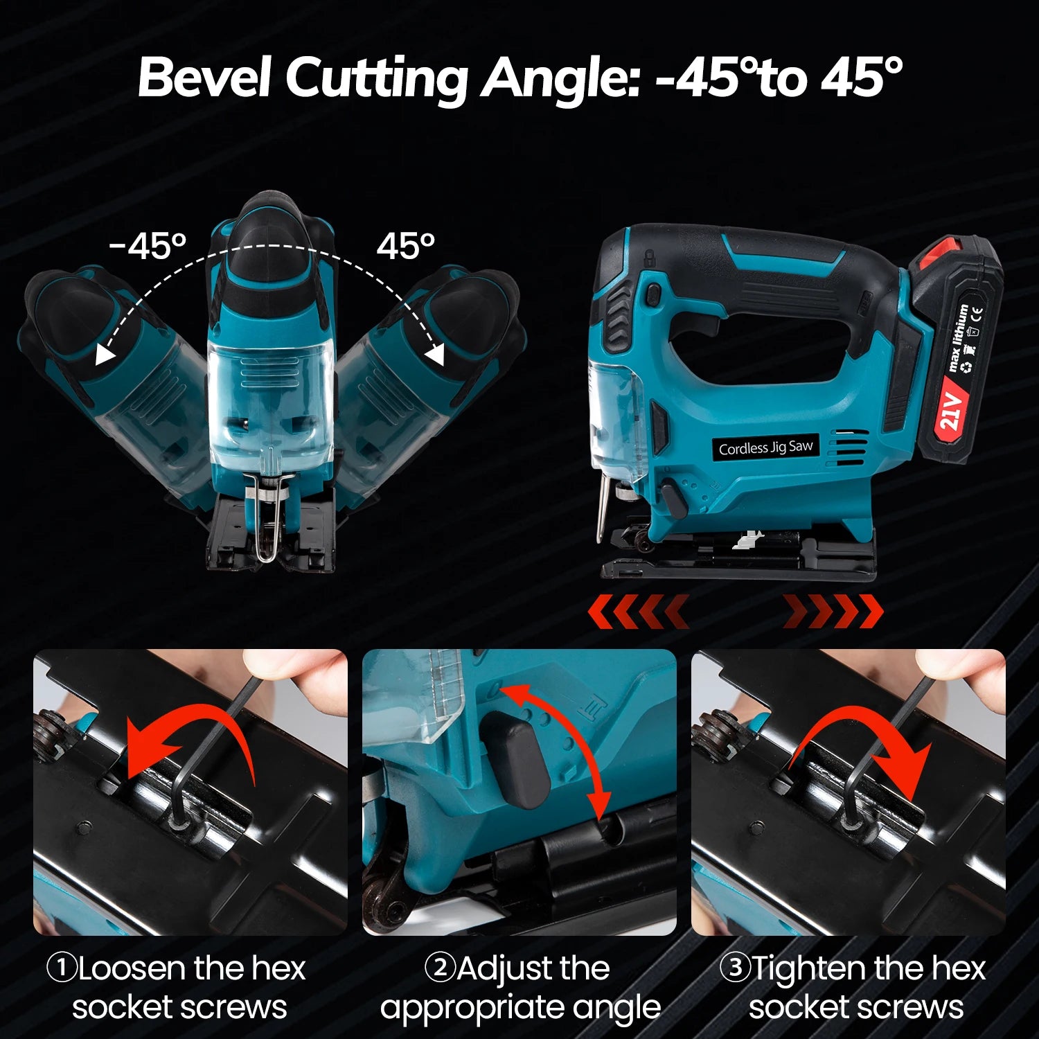 26mm Electric Jig Saw Portable Cordless Curved Saw Multi-Function Wood Cutting Woodworking Machines For Makita 18V Battery Pin