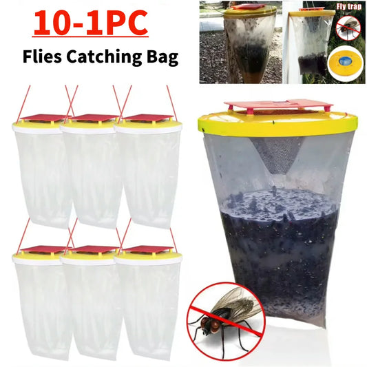 10-1PCS Fly Trap Hanging Fly Catcher Non-toxic Fly Lure Bag Pest Trap With Bait Insect Bug Killer Garden Hanging Flycatcher