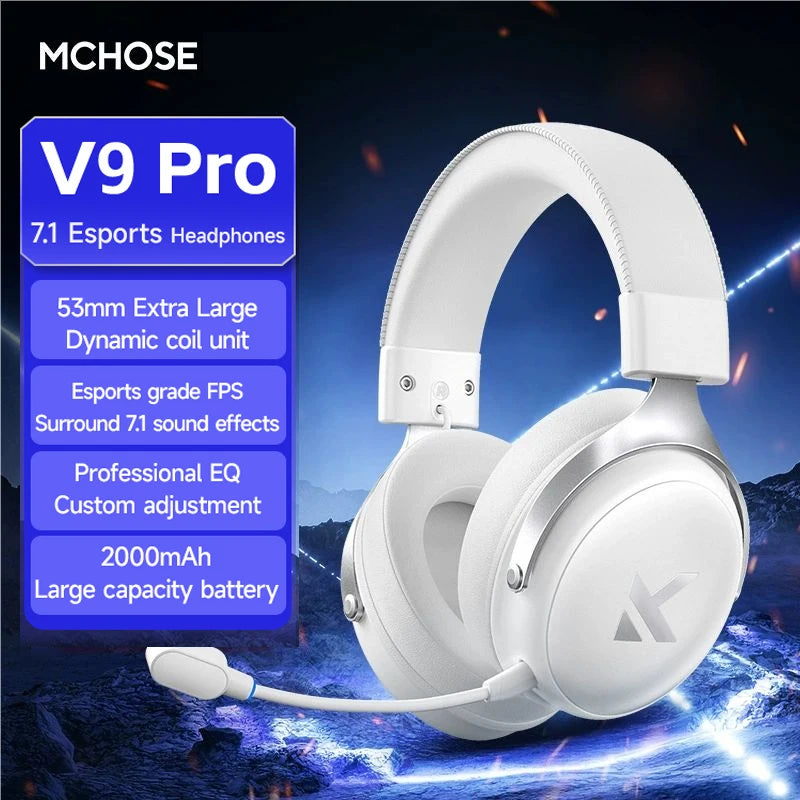 MCHOSE V9 PRO 7.1 Headphones Tri-Mode BT Wireless Low-Latency Gaming E-Sports Headset With Noise Reduction Mic For PC PS4 PS5