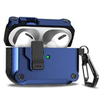 Dual Protective Case for AirPods Pro 2 and AirPods 4 2024 with Locking Clip Carbon Fiber Shockproof Keychain Magnetic Lid