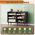 Wood Dresser Storage Organizer with Sturdy Metal Handle, TV Stand for 55 inch TV, Chest of Drawers for Living Room, Hallway
