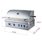 Customized L-Shaped Stainless Steel Outdoor Modular Kitchen with 6-Burner Gas Grill, Sink and Fridge Cabinet for Patio Backyard