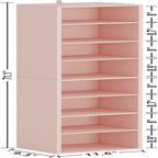 IRONCK Tall Narrow Bookshelf 8 Tiers, Compact Corner Bookcase, Easy to Match for Living Room, Office, Study, Bedroom, Pink