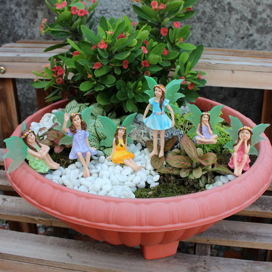 6pc Night Light Wings Flower Fairy, Garden Micro Landscape Fairy Tale World Scene Decoration, Flower Pot Bonsai Flower Fairy Plu