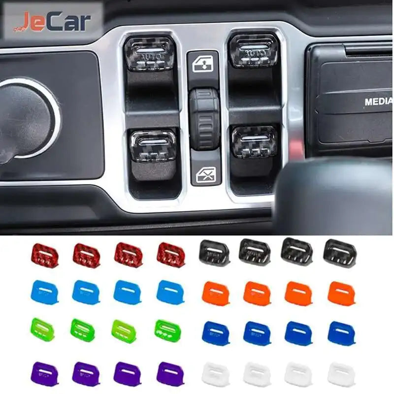 JeCar Window Control Switch Button Decoration Cover Stickers For Jeep Wrangler JL JT Gladiator 2018+ Car Interior Accessories
