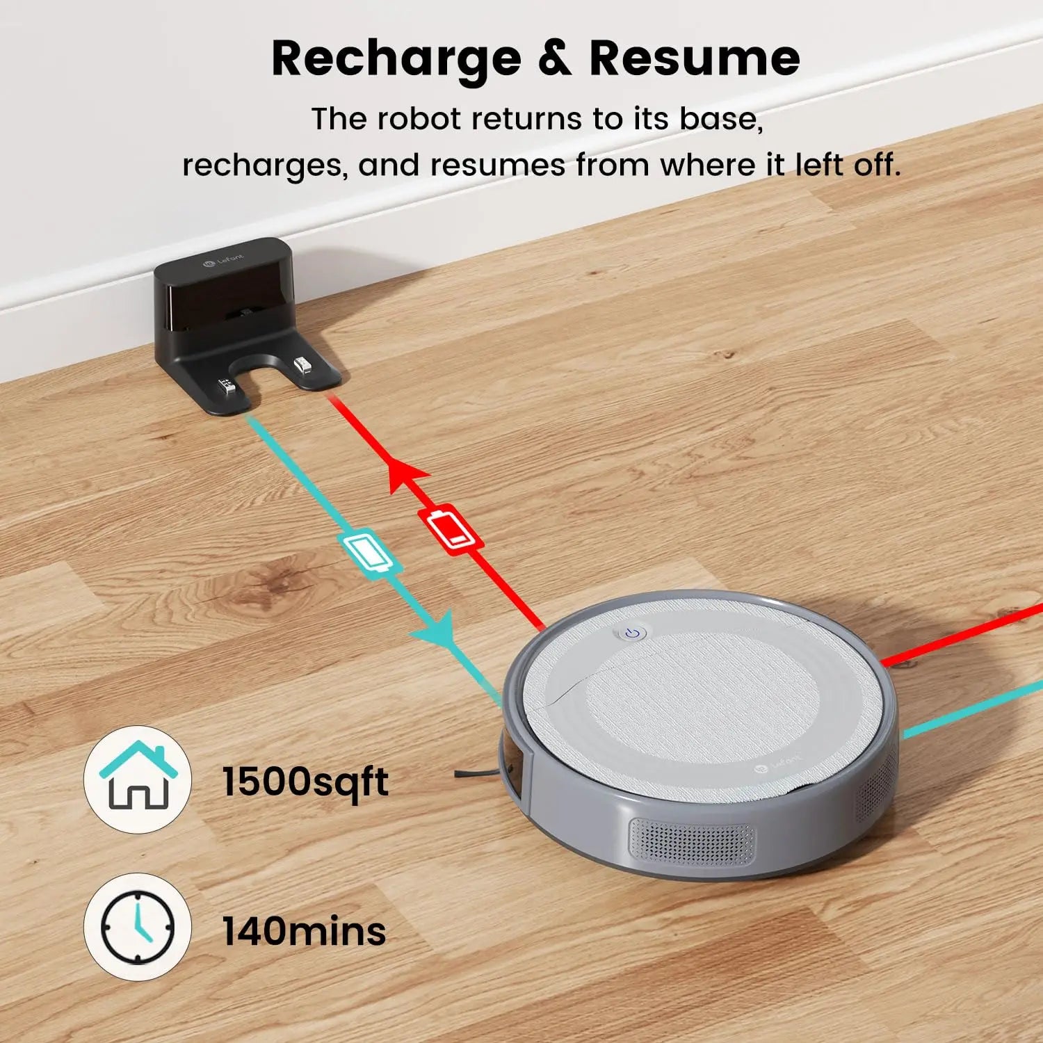 Lefant M310 Robot Vacuum Cleaner 4500PA Powerful Suction 180 Minutes,App/Alexa Control Ideal for Pet Hair and Hard Floors