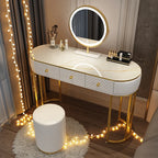 Nordic vanity chair white bedroom LED light Dresser storage cabinet makeup Dressing table light mirror stool bedroom furniture