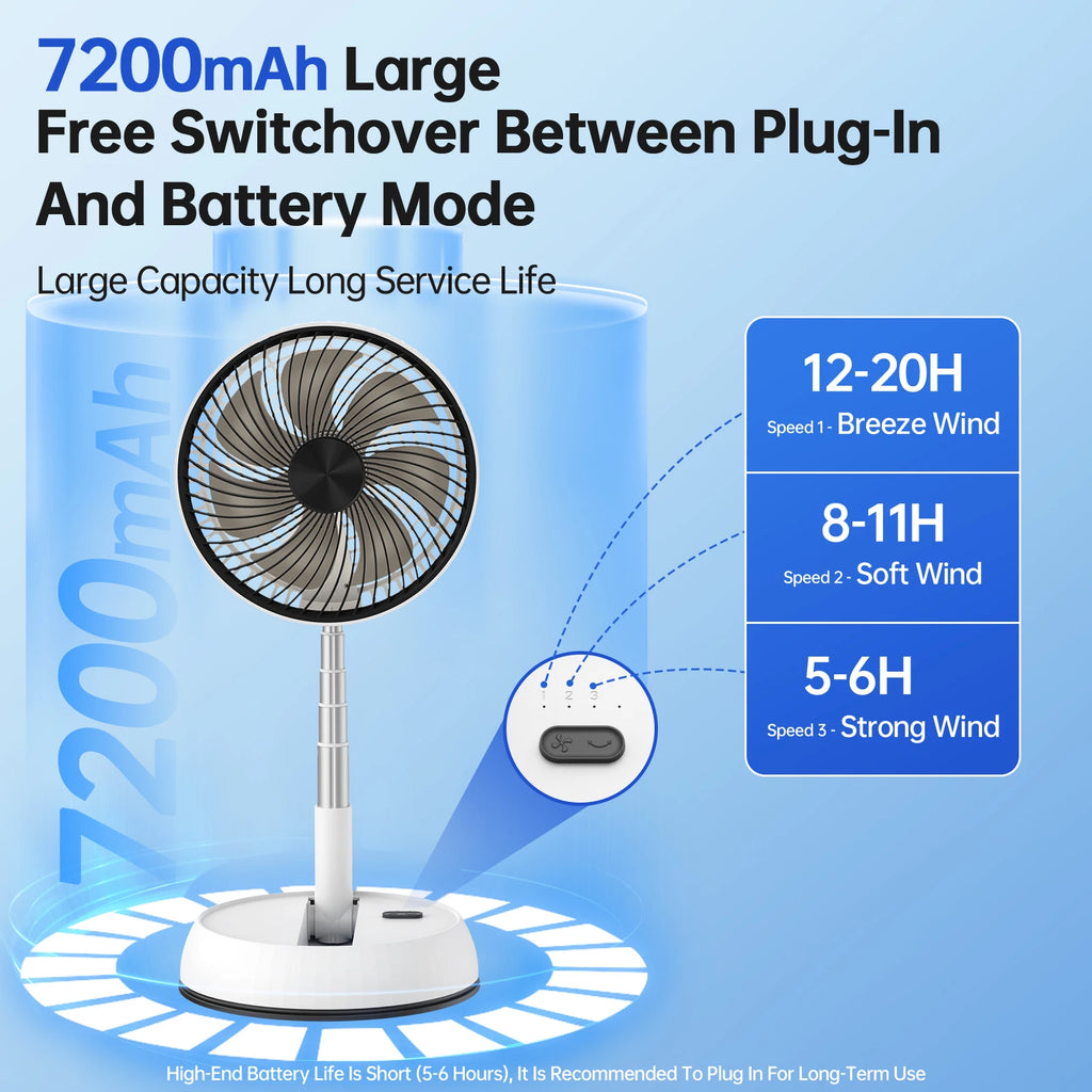 7200mAh outdoor fan with remote control aluminum alloy folding fan por
