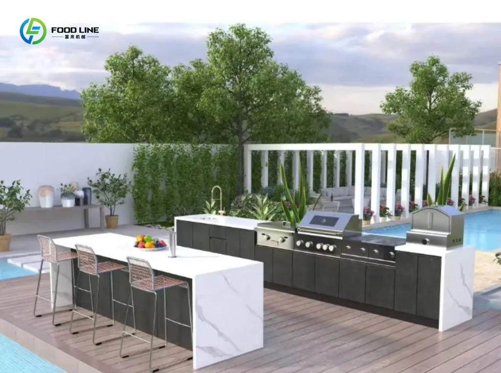Custom High-Quality Stainless Steel Outdoor Kitchen Cabinet with Modern Laundry Sink and Glass Door - Perfect for Small Kitchens