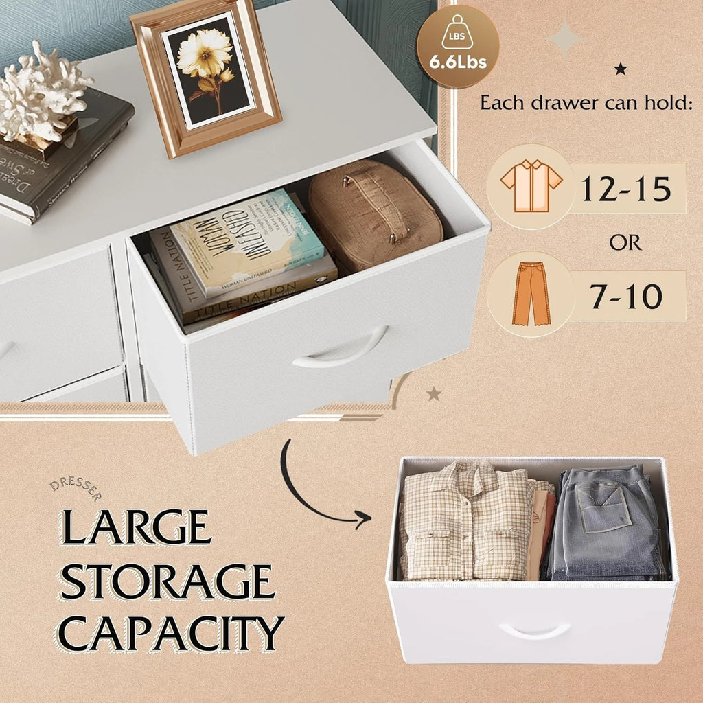 Tall Fabric Dresser with 8 Drawers – Double Storage Tower for Bedroom