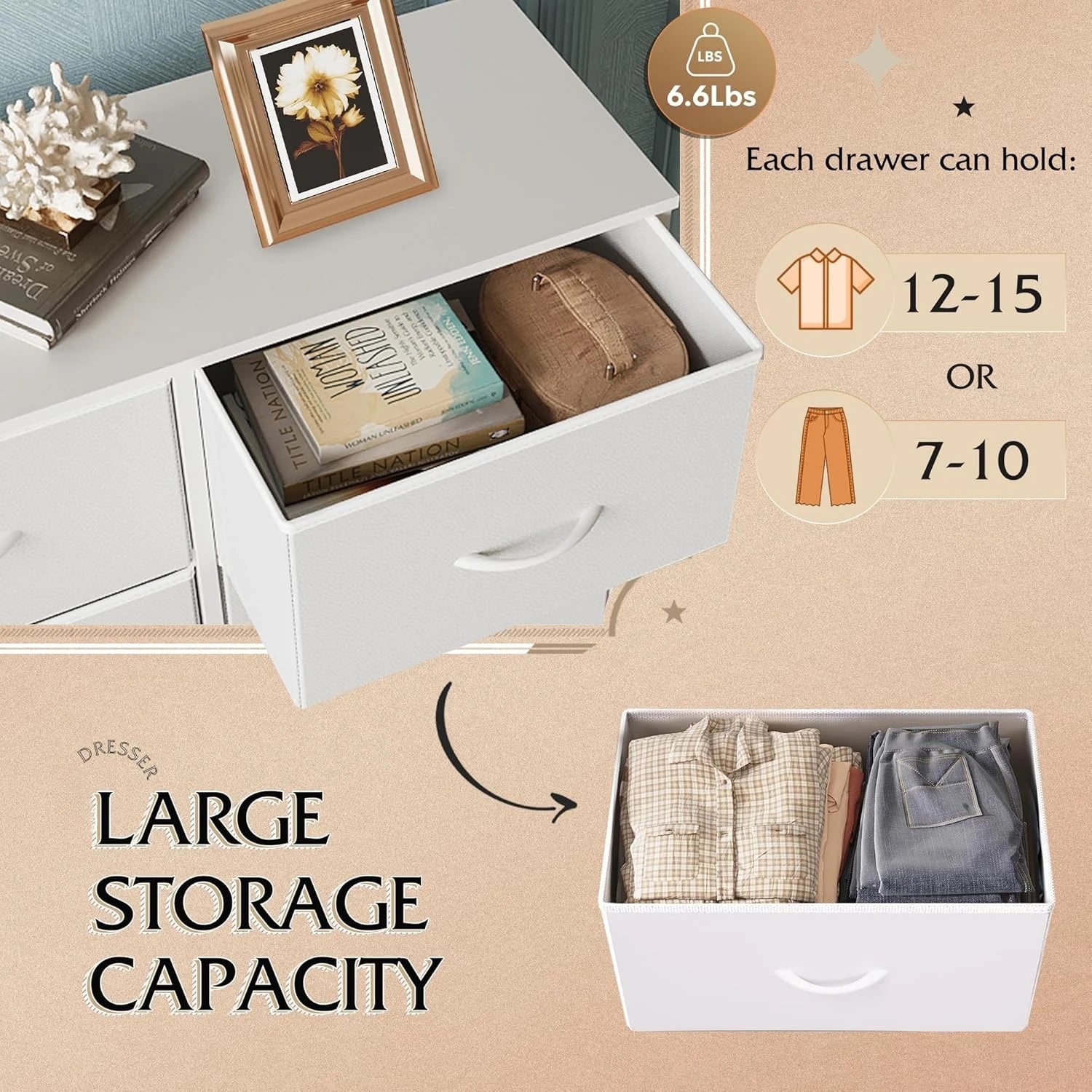 Tall Fabric Dresser with 8 Drawers – Double Storage Tower for Bedroom