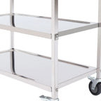 3 Floors Stainless Steel Serving Trolley Transport Cart  Kitchen Roller