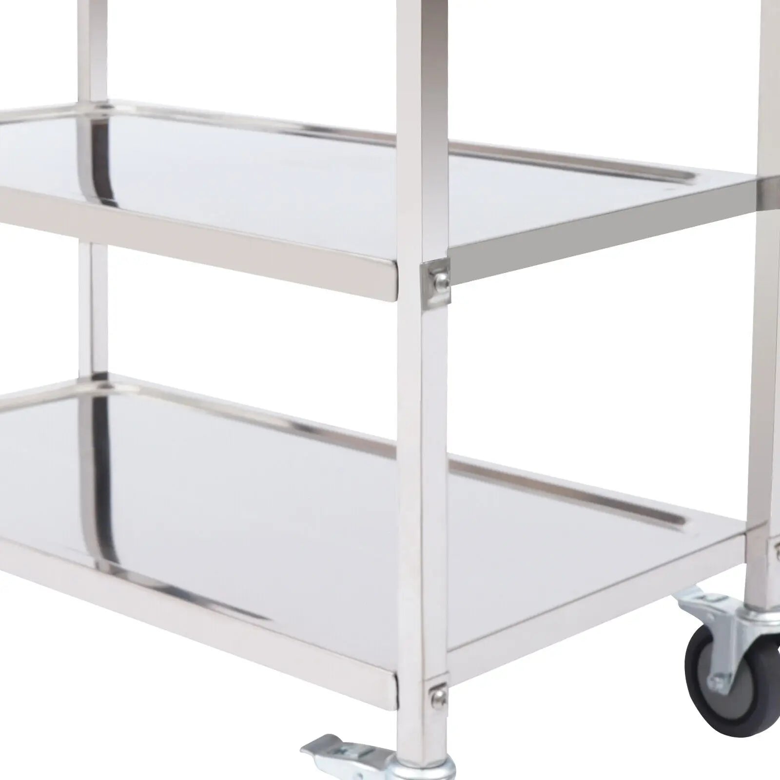 3 Floors Stainless Steel Serving Trolley Transport Cart  Kitchen Roller