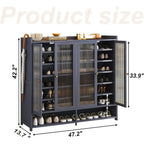 8-Tier Bamboo Shoe Cabinet – Freestanding Shoe Rack Organizer with 40-Pair Capacity, Includes Doors & Shelves for Stylish & Dur