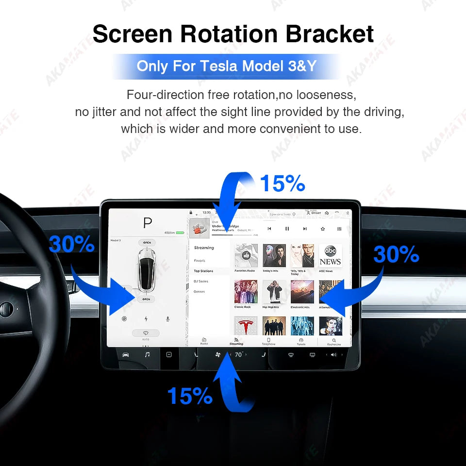 Newest for Tesla 2017-2024 Model Y Model 3 Swivel Holder Mount Highland Tilt Screen Rotating Bracket Kit Display Monitor Rotate
