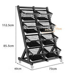 Kitchen Storage Rack Floor Multi-layer Multi-functional Storage Vegetable Basket Living Room Snack Storage Rack with Wheels