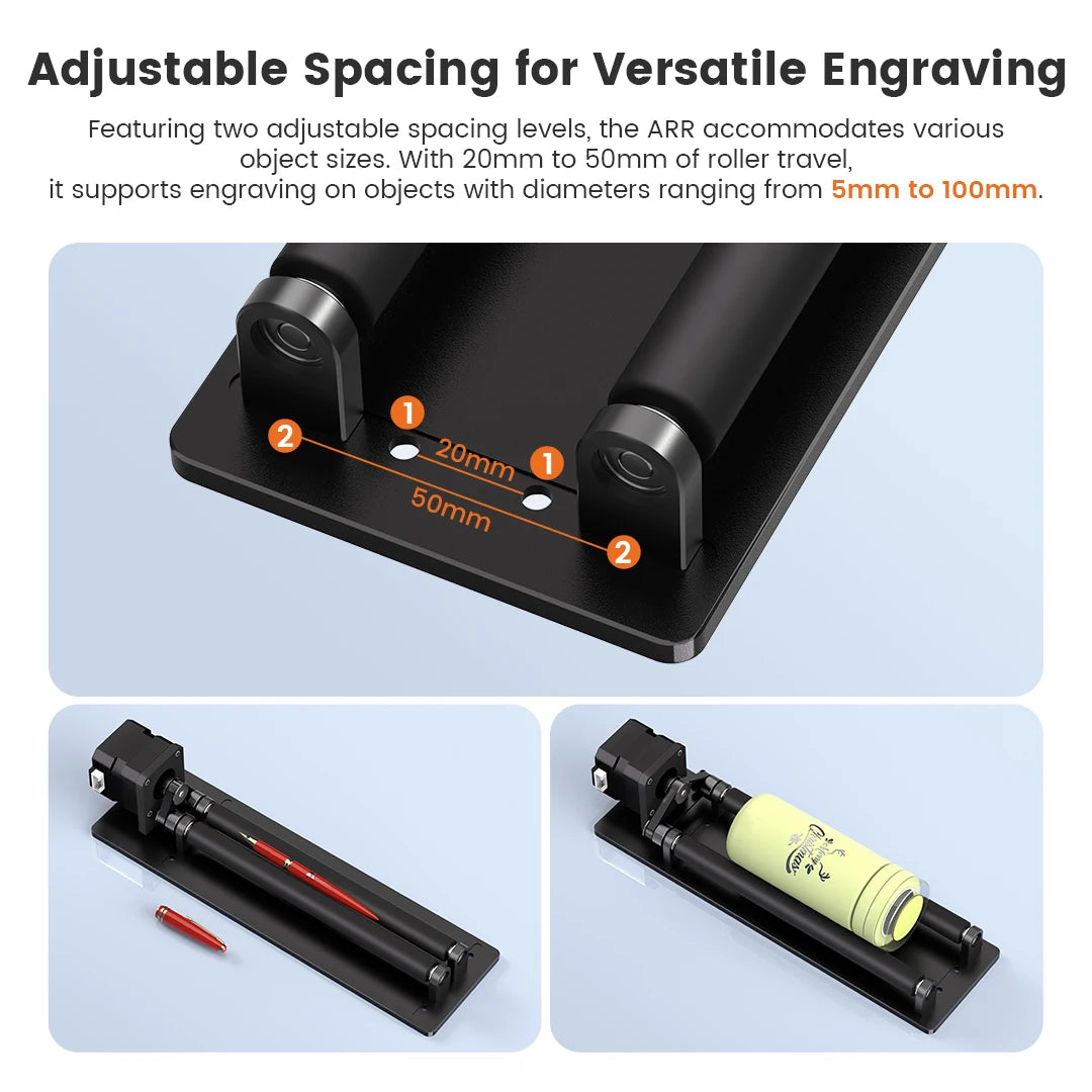 AlgoLaser Laser Engraver Y-axis Rotary Roller / Chuck 4 in-1 Ideal for Engraving On Both Regular Irregular Cylindrical Objects