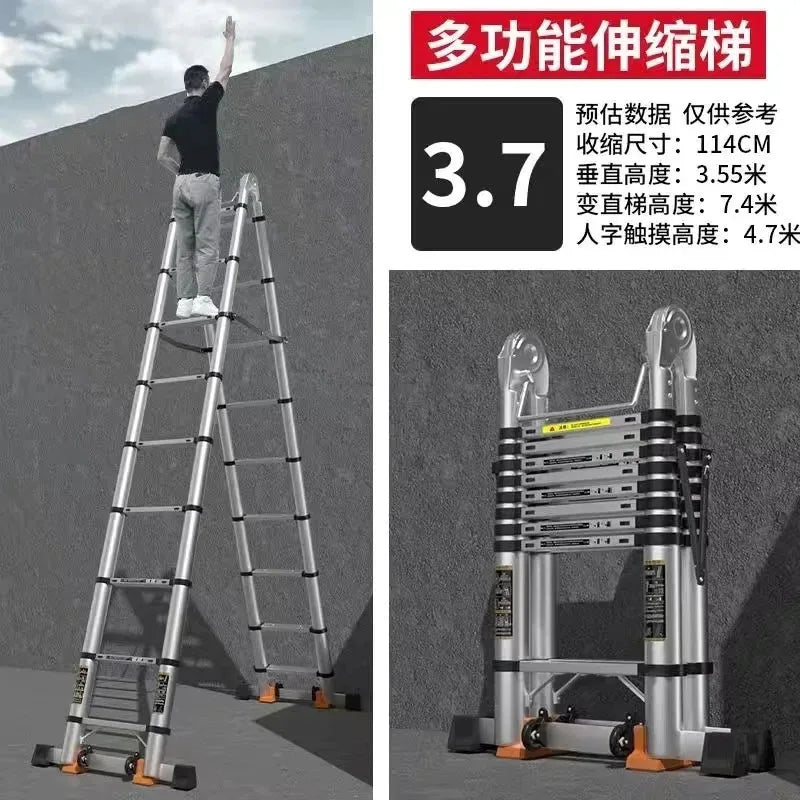 Alloy Telescopic Step Ladder Multi-functional Lifting Engineering Stairs Thickened Herringbone Ladders Folding Stairs