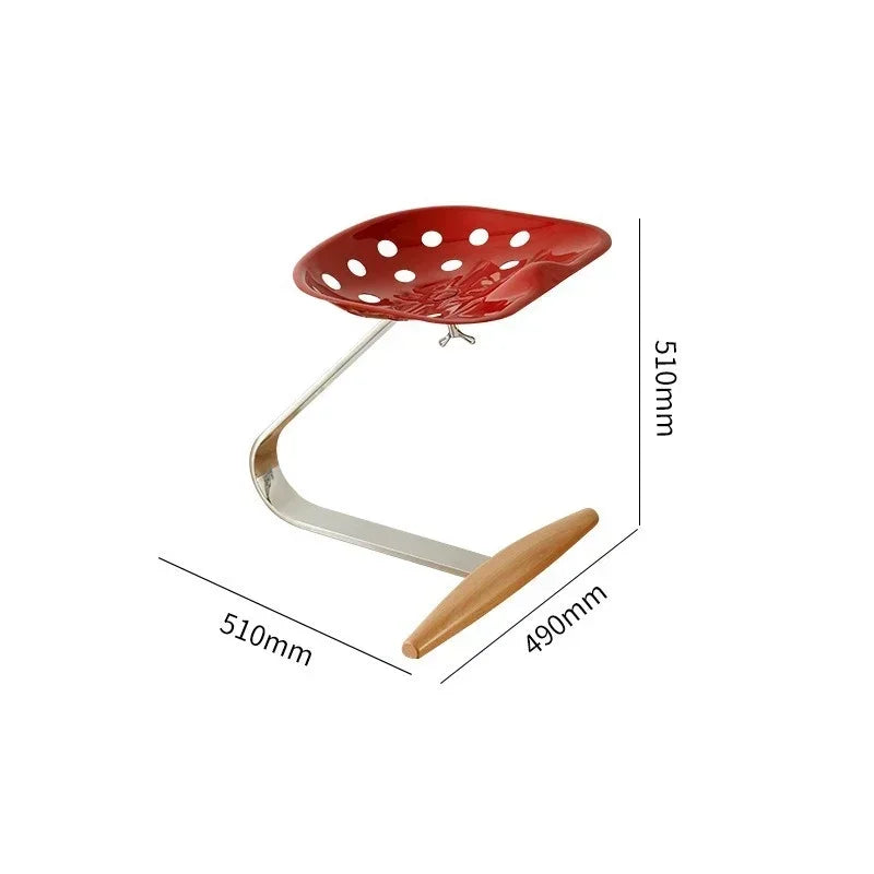 Metal Seat Solid Stainless Steel Stem Steam Treated Beech Wood Base Mezzadro Low Stool Ready Made Foot Rest Italy Stool