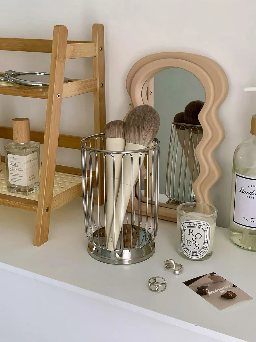 Stainless Steel Utensil Holder Kitchen Countertop Organizer, Cutlery Drainer Storage Drying Rack, Makeup Brush Storage Rack