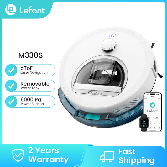 Lefant M330S Robot Vacuum Cleaner 3 in 1, 5000Pa Suction, DToF Navigation, Mapping, Virtual Zones, Obstacle Avoidance PSD, 150min, Connected by Alexa/APP/WiFi