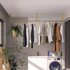 Industrial Pipe Clothes Hanging Rack: Wall Mounted Iron Clothing Storage Hanger Rod - Heavy Duty Multi-Purpose Metal Garment