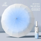 32 Bone Automatic Gradient Color Umbrella for Men Women, Large 3 Fold, Windproof,Waterproof,Sunshade,Sun UV Protection Umbrellas